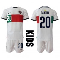 Koszulka piłkarska Portugalia Joao Cancelo #20 Strój wyjazdowy dla dzieci MŚ 2022 tanio Krótki Rękaw (+ Krótkie spodenki)